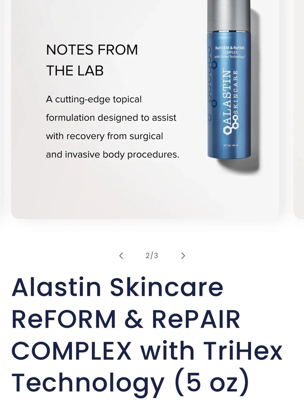 Alastin Skincare ReFORM & RePAIR COMPLEX with TriHex Technology (5 oz) Sealed
